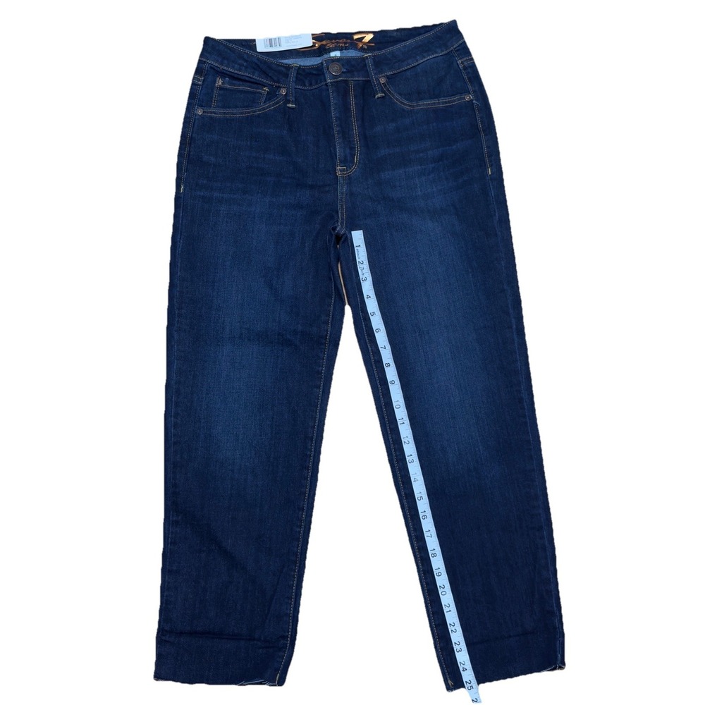 NWT Seven 7 Tower Straight Crop Jeans Womens 6 London Dark Wash High Rise Frayed